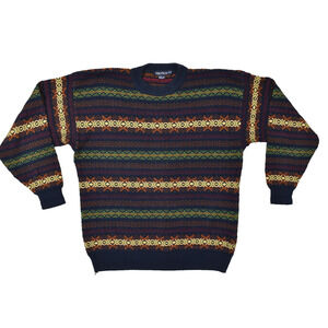Vintage Nautica Sweater Men's Fair Isle Pullover Sweater Regular Size XL
